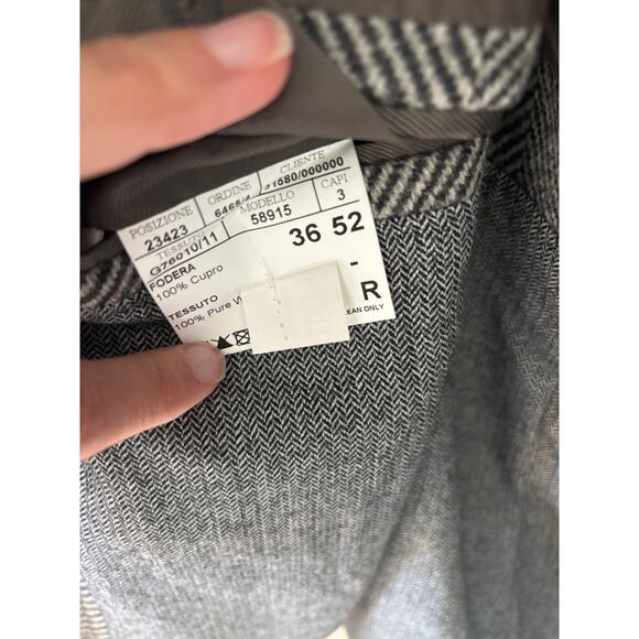 Canali Italian Herringbone Wool Coat Mens Size 36 52 - Picture 7 of 11